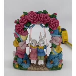 Bunny Couple on Swing Figurine – Floral Arch Decor